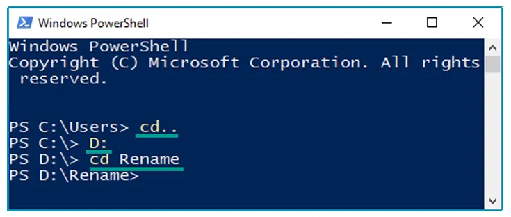 Arahkan PowerShell ke Rename