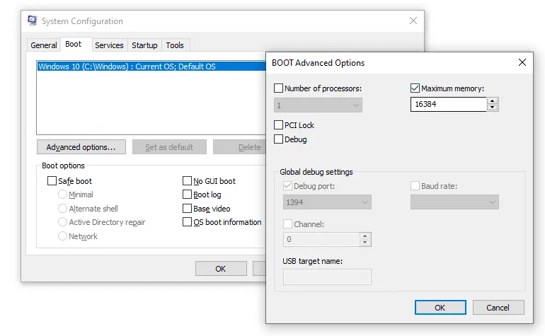 Setting Maximum Memory Windows