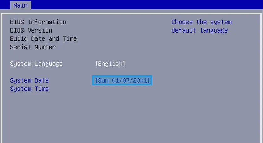 Setting System Date BIOS