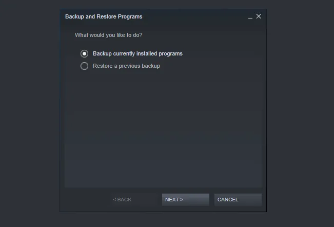 Opsi Backup Game Steam