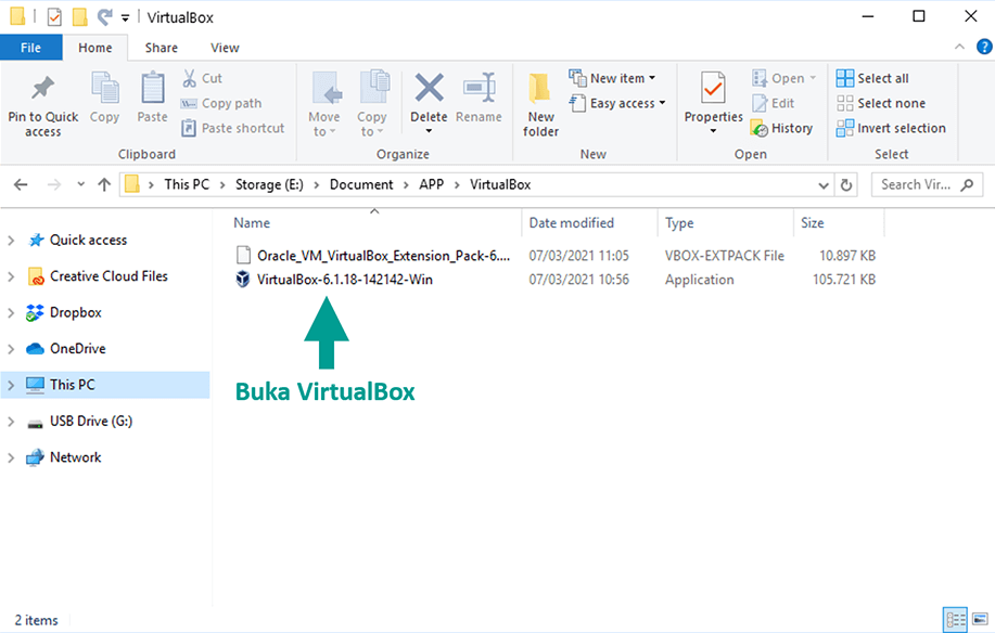 Buka Virtual Box