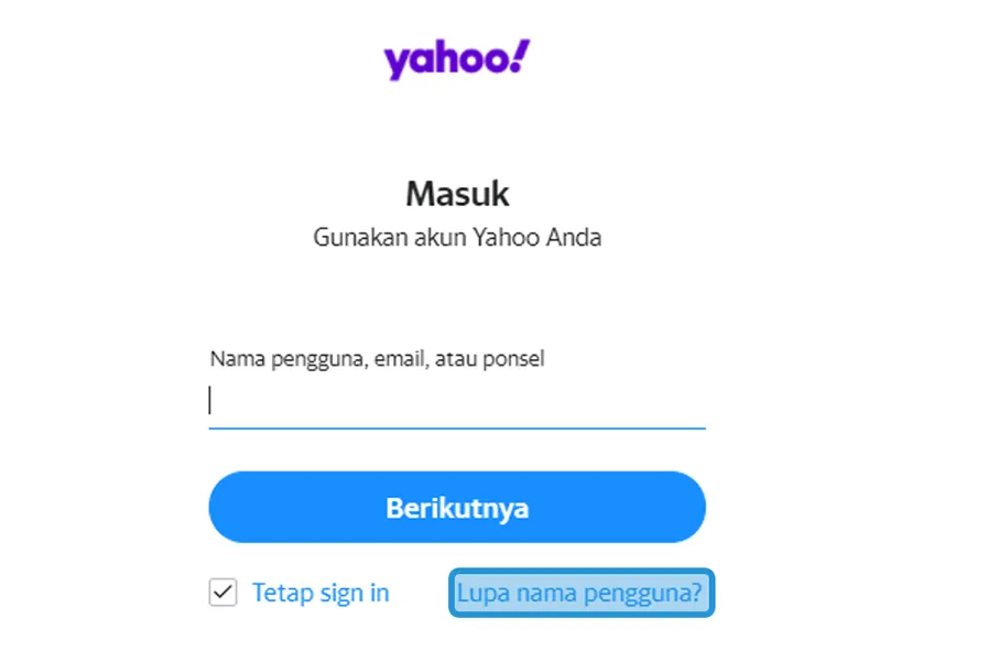 Menu Lupa Pengguna