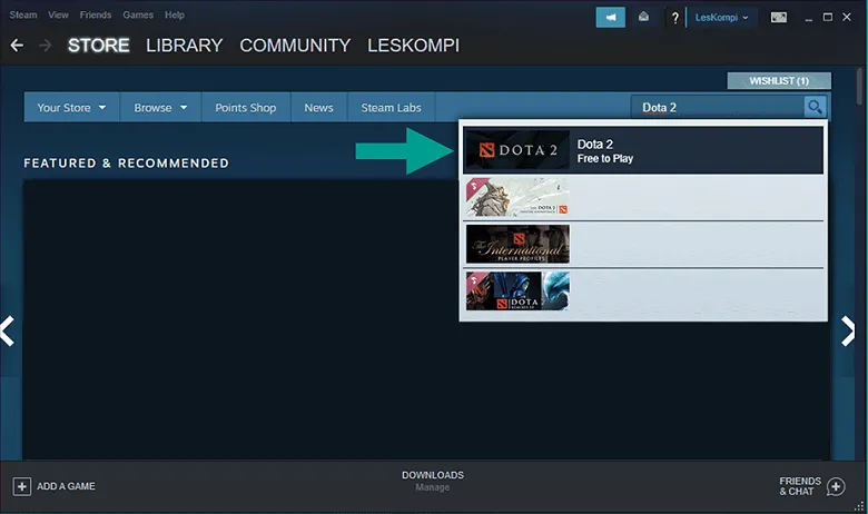 Cari Dota 2 di Steam