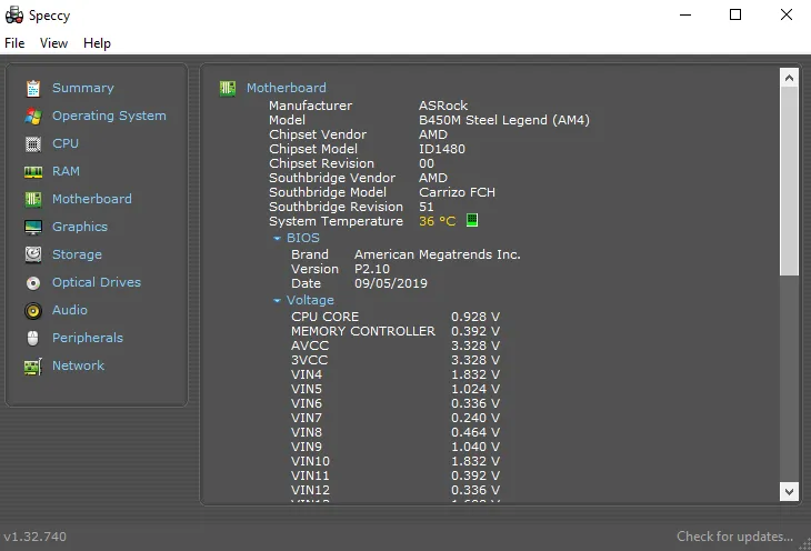 Cek Motherboard di Speccy