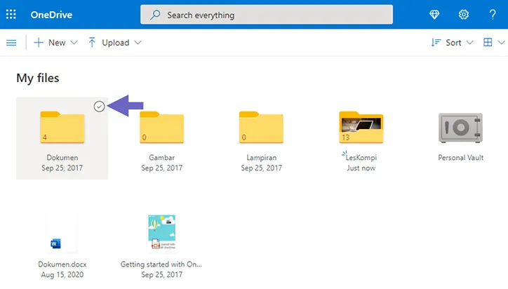 Centang Folder OneDrive