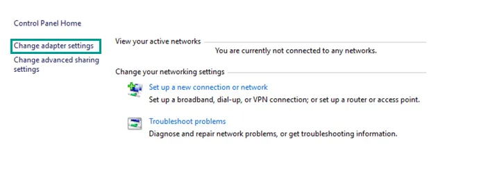 Opsi Change Adapter Settings