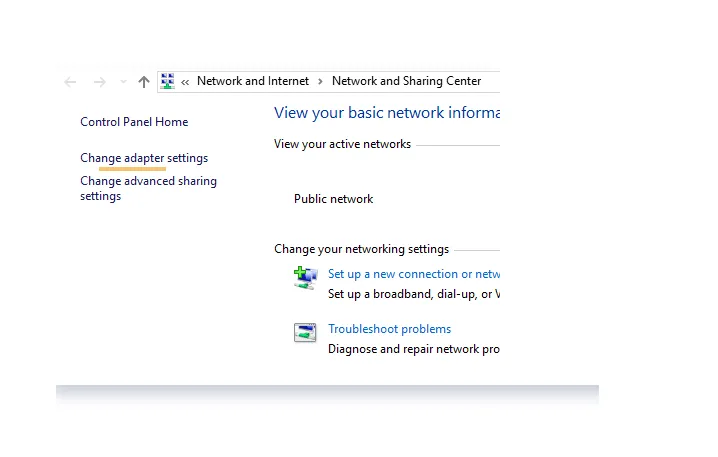 Opsi Change Adapter Settings