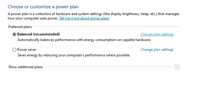 Change Plan Settings di Windows