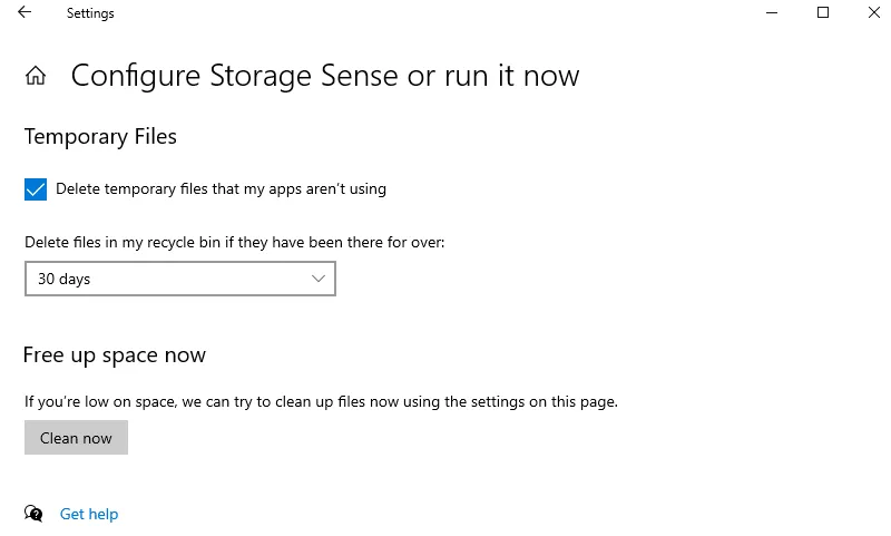 Hapus di Storage Sense