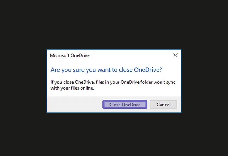 Konfirmasi Close OneDrive