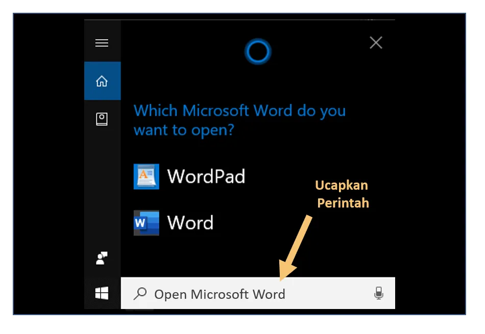 Buka Office Dengan Cortana