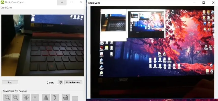 Hasil Droidcam Via USB