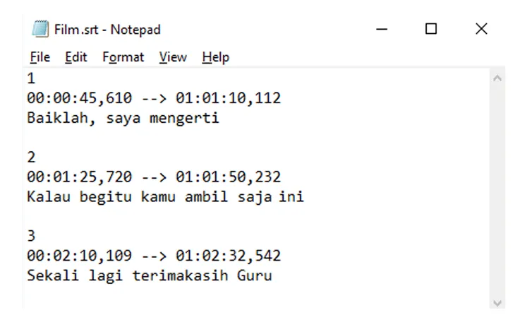 Contoh Pembuatan Subtitle