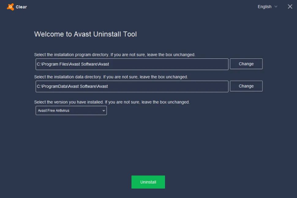 Menu Avast Antivirus