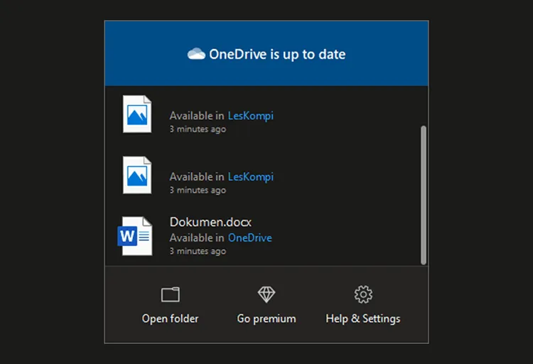 Contoh Berhasil Sinkronisasi OneDrive