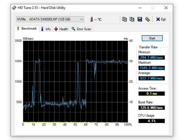 Hasil Benchmark SSD HDTune