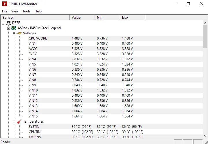 Cek Motherboard di HWMonitor