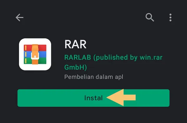 Pasang Aplikasi RAR