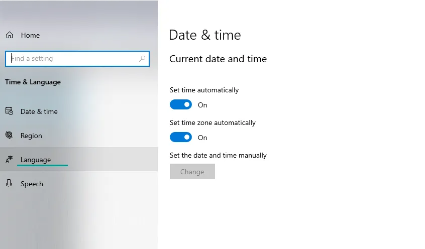 Menu Language Windows