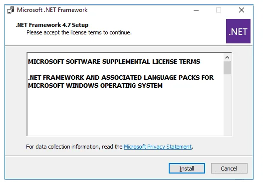 Pasang NET Framework Windows
