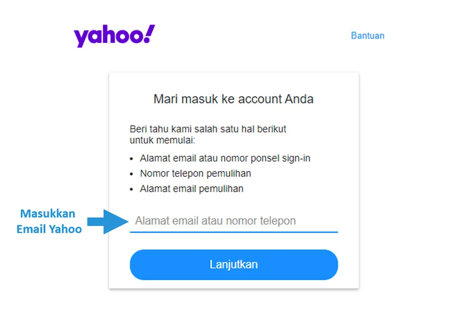 Masukkan Email Yahoo