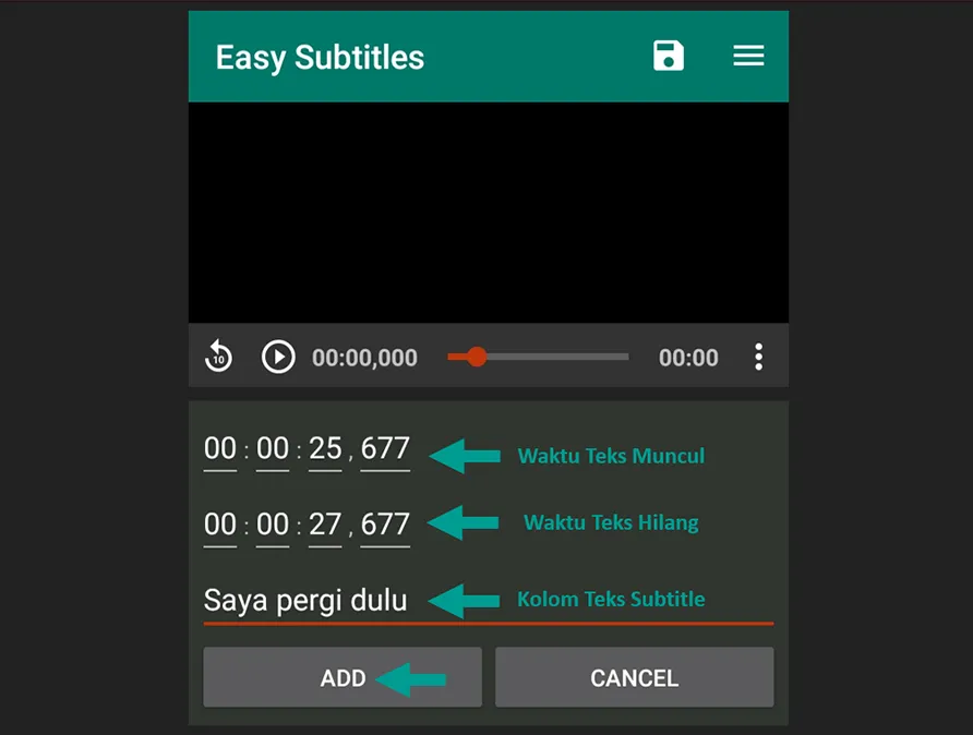 Atur Timing dan Subtitles