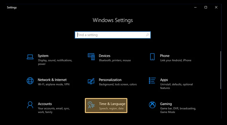 Menu Time di Windows