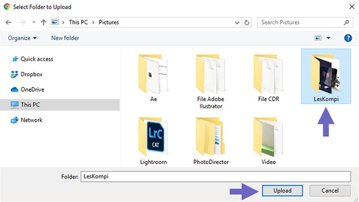 Memilih Folder OneDrive