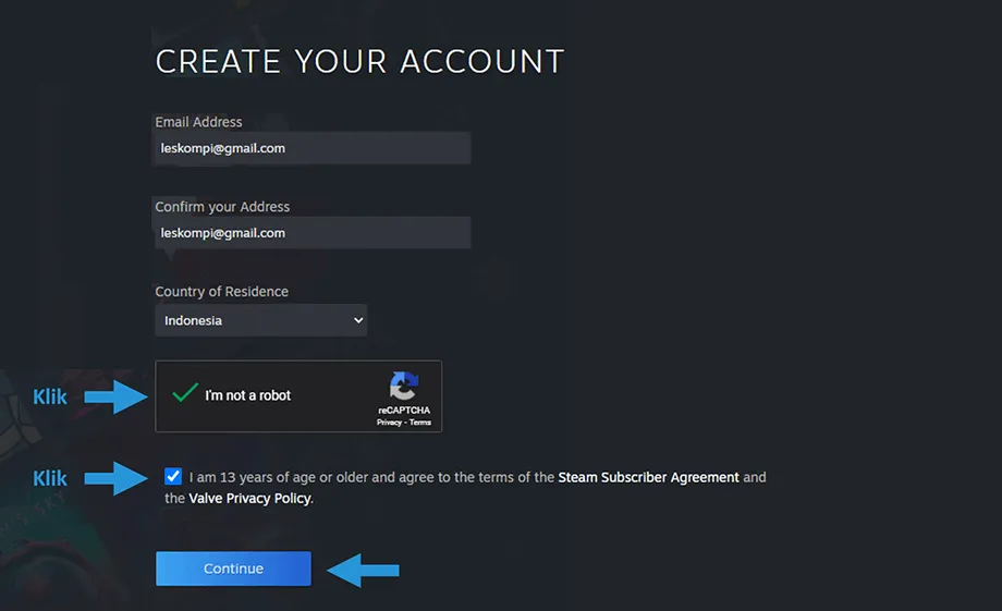 Daftar Steam di Situs