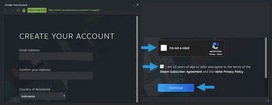 Halaman Daftar Akun Steam Client