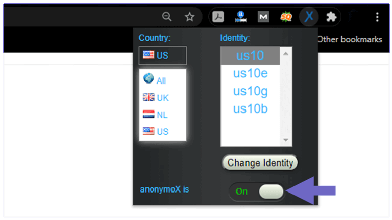 Aktifkan Anonymox Chrome