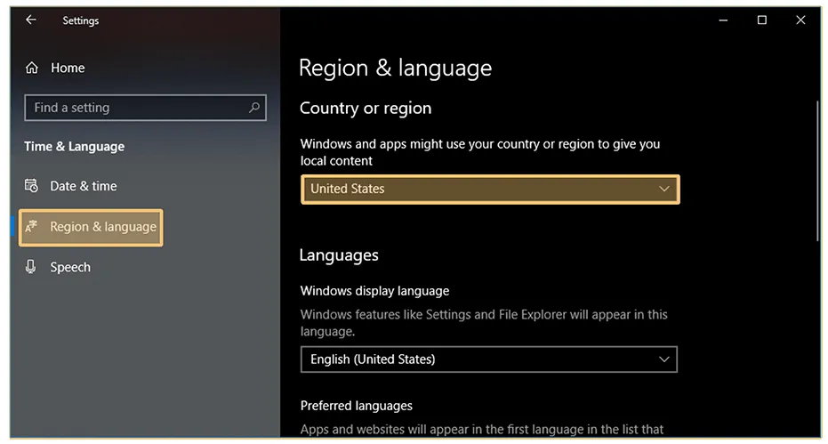 Atur Region ke US