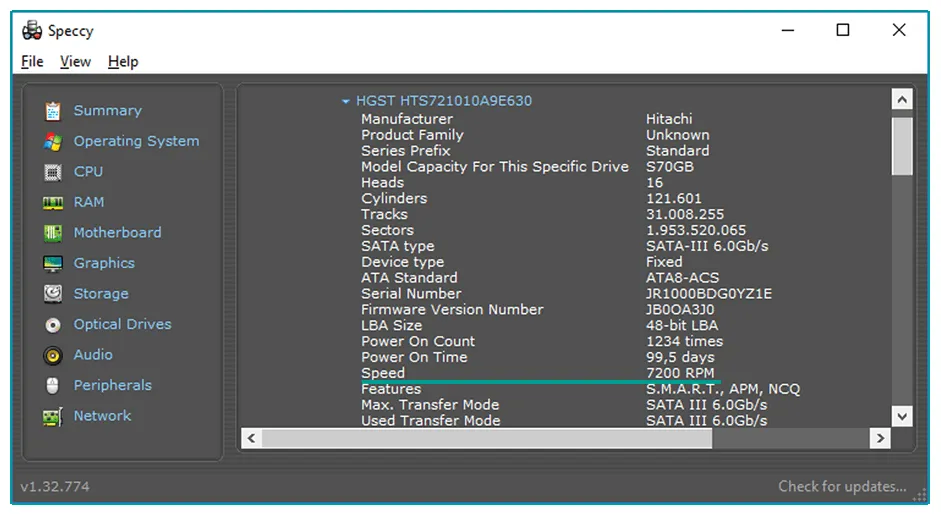 Aplikasi Cek RPM HDD