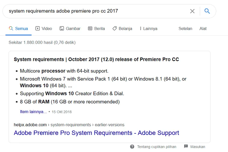 Cek System Requirements Aplikasi