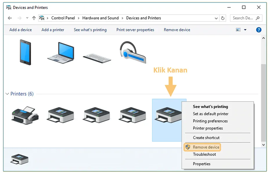 Opsi Remove Device Printer