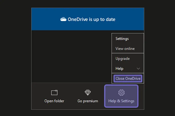 Opsi Close OneDrive