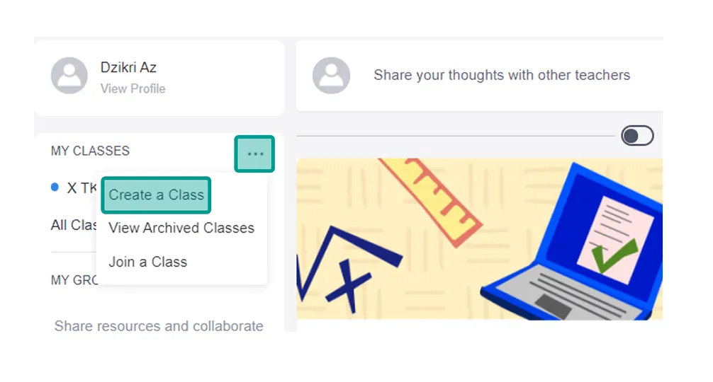 Menu Create Class Edmodo