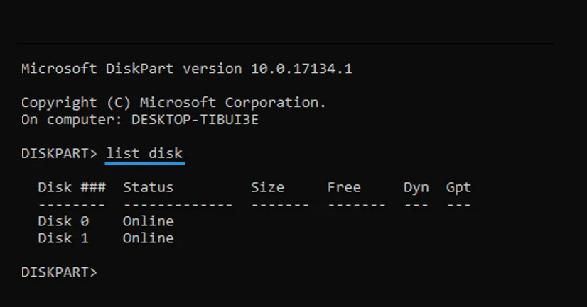 Opsi List Disk