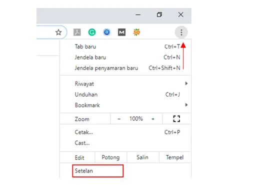 Menu Setelan Kedua di Chrome