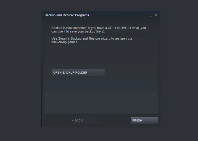 Menu Open Backup Folder