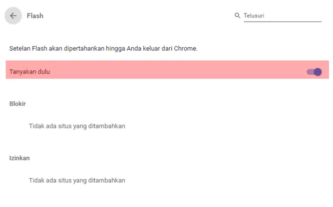 Setting Flash Chrome