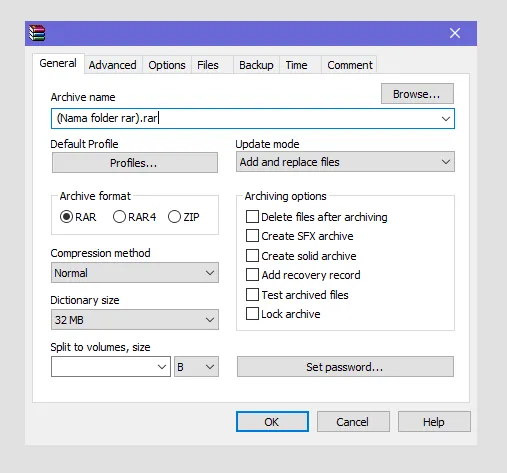 Setting Kompres Folder