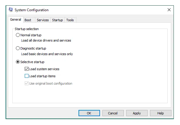 Setting Load Startup Windows