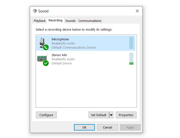 Setting Mic Windows 10