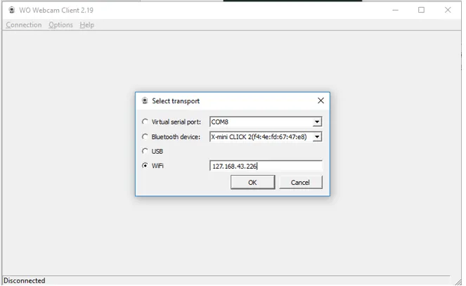 Setting WO Webcam WiFi