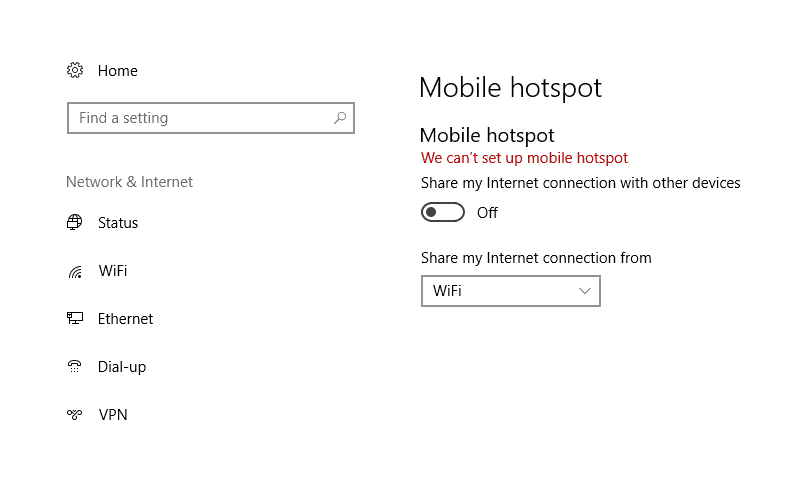 Cannot Set up Hotspot