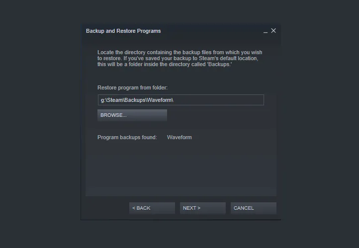 Memilih Data Restore
