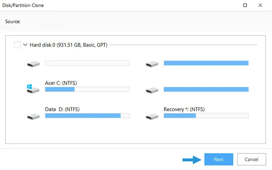 Memilih Sumber Disk EaseUS