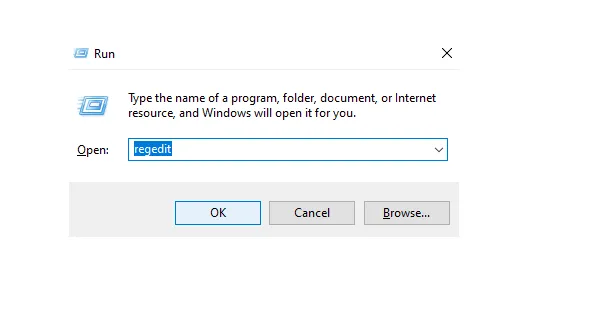 Buka Regedit di Run