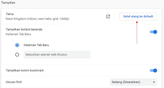 Atur Chrome ke Default